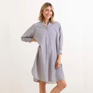 Mer Sea Essential Cotton Shirt Dress Grey Chambray Size L / XL